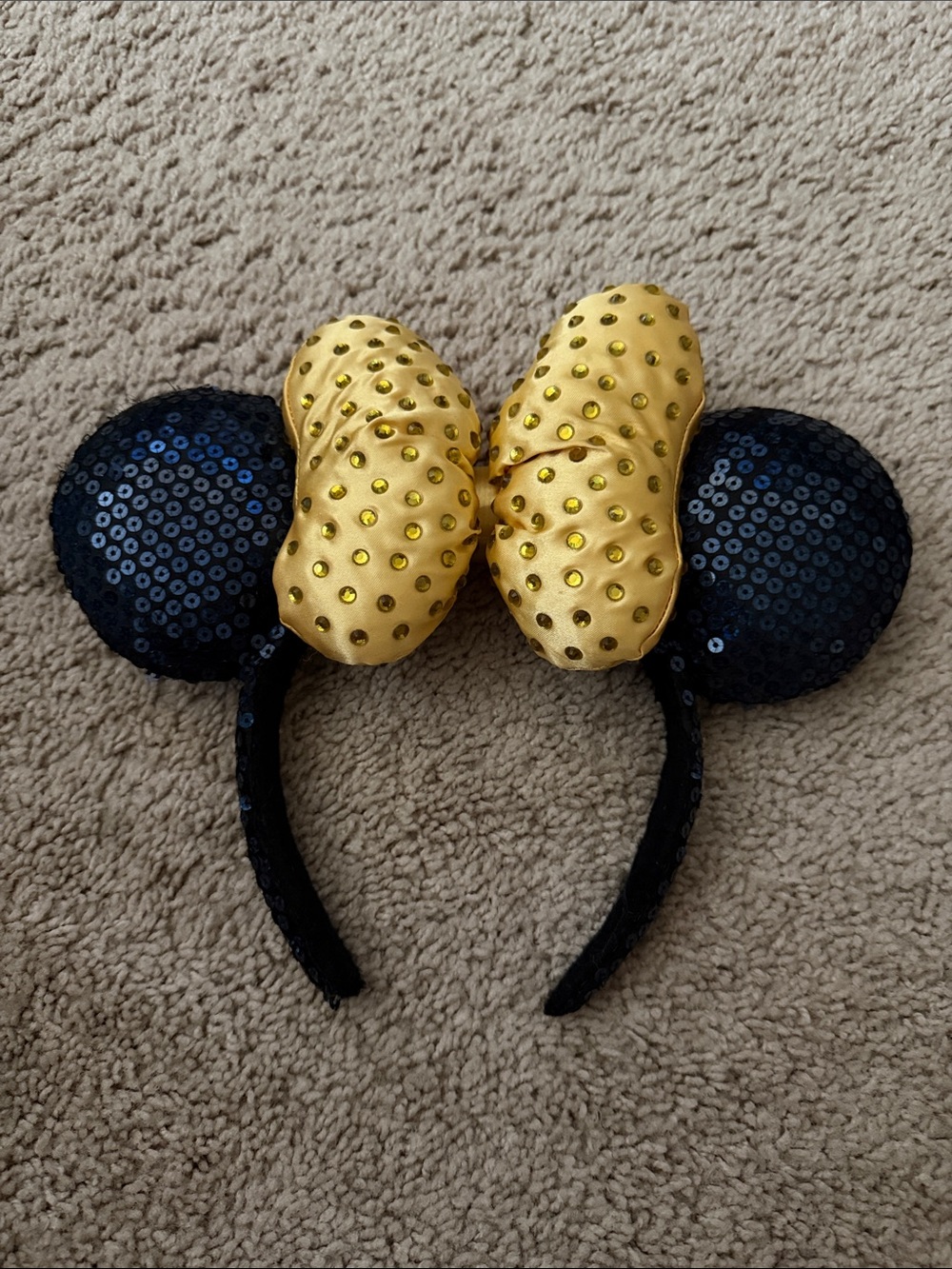 Disney Parks Gold Bow Sequin Minnie Ear Headband